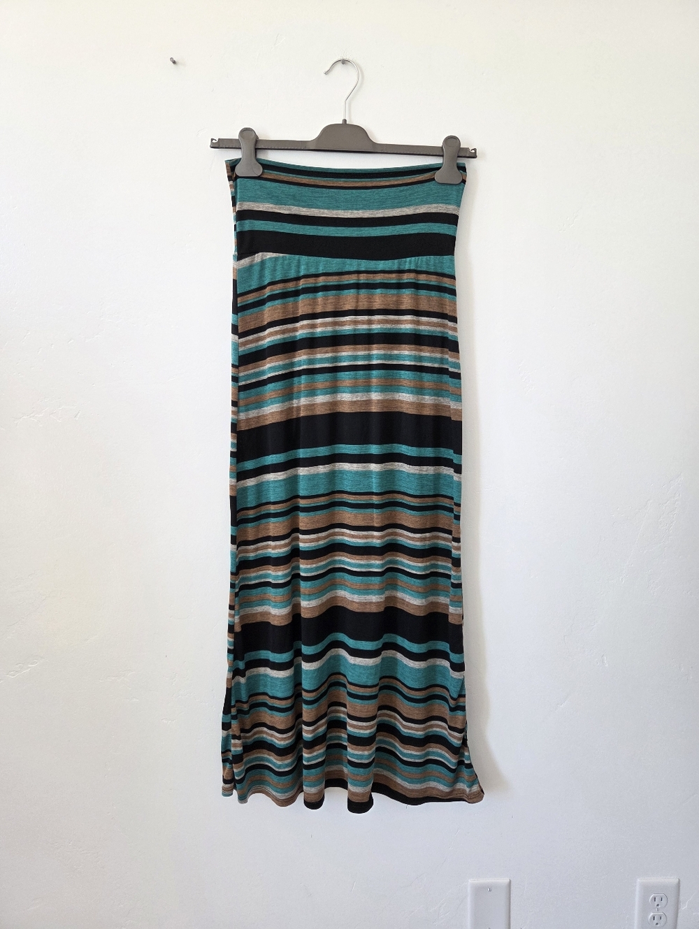 Azules Maxi Skirt Striped Y2k 90s Gypsy Hippie Indie Teal Brown Black Small